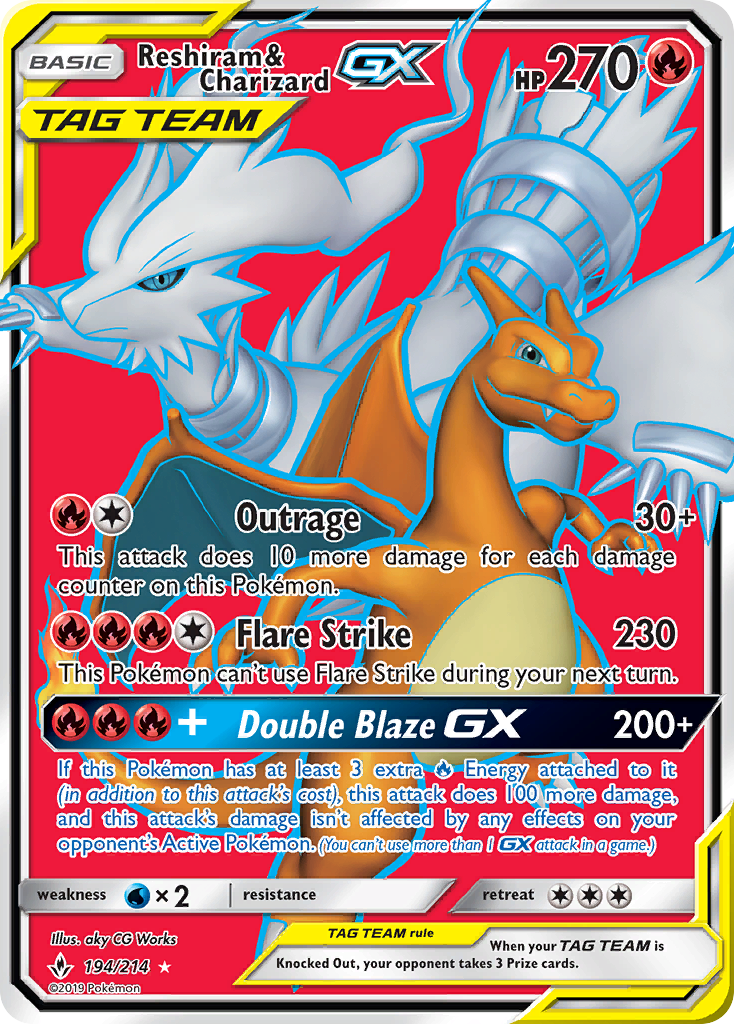 Reshiram & Charizard-GX card