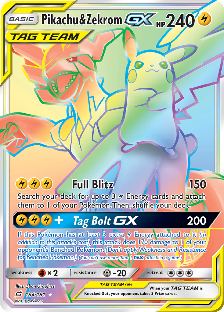 Pikachu & Zekrom-GX card